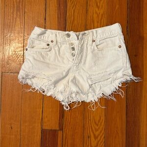 Free People We The Free White Distressed Jean Shorts